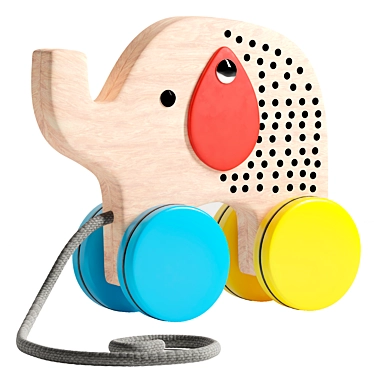 Jumbo Elephant Wooden Pull Toy 3D model image 1 