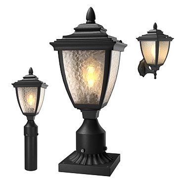 Classic Post Lanterns Set - Traditional Outdoor Lighting 3D model image 1 