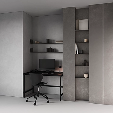 Modern Office Workspace Set 3D model image 1 