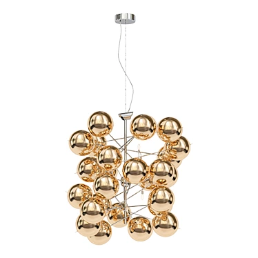 Satin Gold Atom Chandelier 3D model image 1 