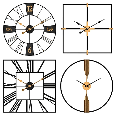 Modern Wall Clock Set by Object Desire 3D model image 1 