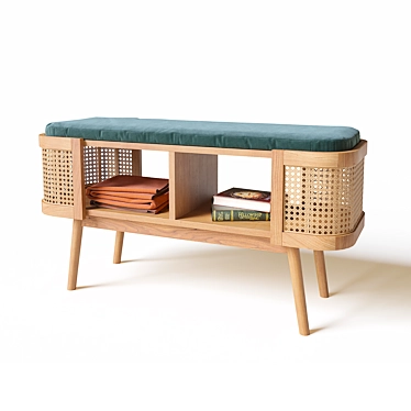 Woven Bench with Shelf 3D model image 1 