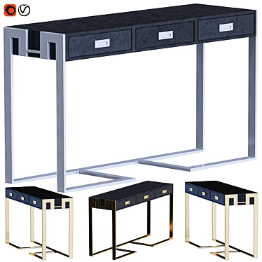 Jocise Black Narrow Console Table with Drawers 3D model image 1 