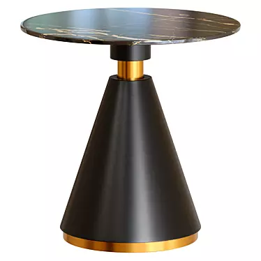 Colmore Marble Dining Table Black-Gold 3D model image 1 