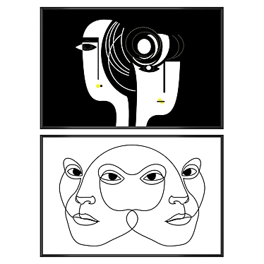 Art Set with Varied Frames 3D model image 1 