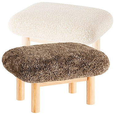 Pliable Hair and Fur Ottoman 3D model image 1 