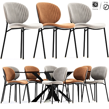 Modern Dining Chair Set Rendered 3D model image 1 