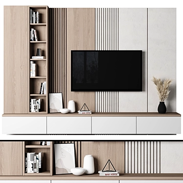 Customizable TV Wall Unit 3D model image 1 