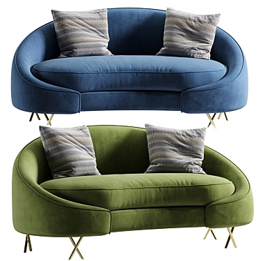 Modern Velvet Loveseat Lula - 3D Model 3D model image 1 