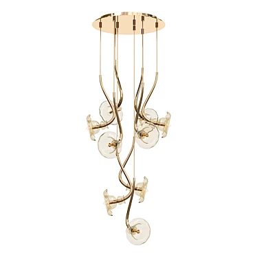  Elegant Ikebana Gold Pendant Lamp 3D model image 1 