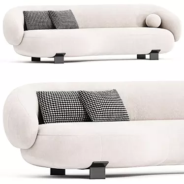 Modern Fabric 2-Seater Sofa 3D model image 1 