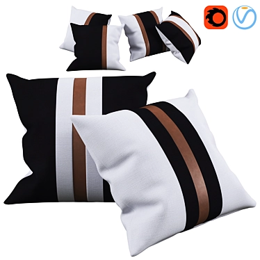 Textured Color Block Pillow Set 3D model image 1 