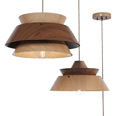  Geometric Wood Pendant Lamps 3D model image 1 