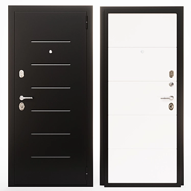 Modern Entrance Door, 66mm Thickness 3D model image 1 