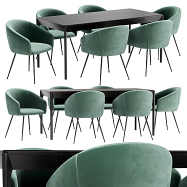 Modern Dining Set: Courchevel Chair and Aska Table 3D model image 1 