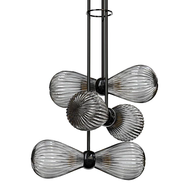 Modern Black 6-Light Pendant 3D model image 1 