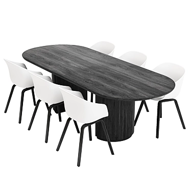 Modern Moon Elliptical Dining Set 3D model image 1 