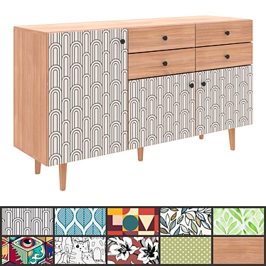 Frida 10 Colourful Drawer Chest 3D model image 1 