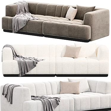 Modern Quilton Contrast Combination Sofa 3D model image 1 