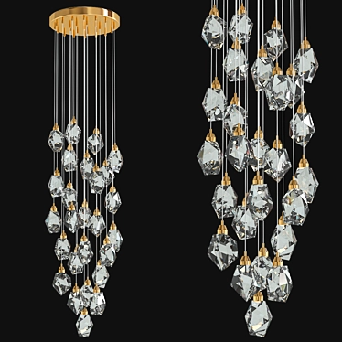 Diamond Crystal Chandelier Staircase Living 3D model image 1 