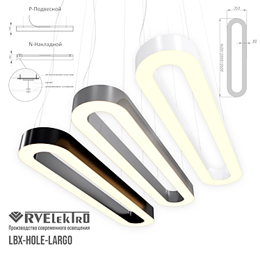 Oval LED Pendant Light Fixture 3D model image 1 