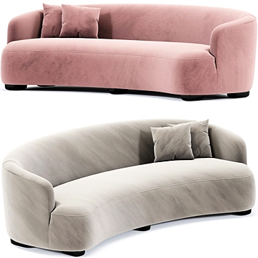 Sleek Curved Fabric Sofa Model 3D model image 1 