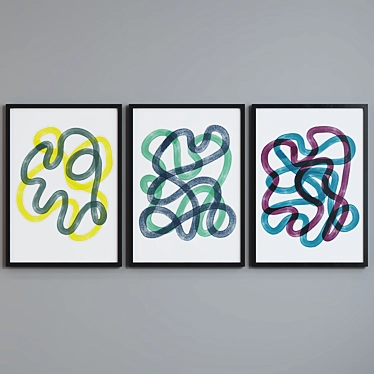 Modern Abstract Line Picture Frames 3D model image 1 