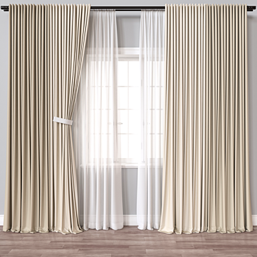 Render-ready Curtains Set 522 3D model image 1 