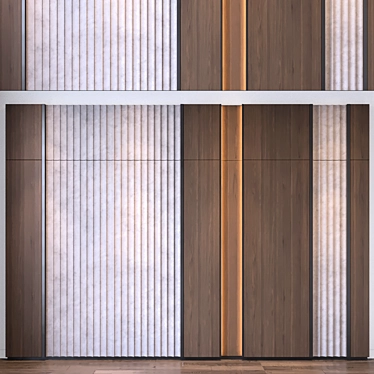 Customizable Wooden Metal Wall Panels 3D model image 1 