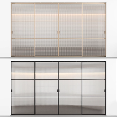 Sliding Doors with Textured Glass 3D model image 1 