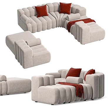 Sleek Studio Sofa Armrest Module 3D model image 1 