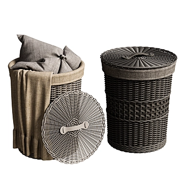 Braided Basket Set with Pillow 3D model image 1 