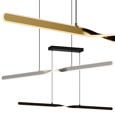 Modern Twist LED Linear Suspension 3D model image 1 