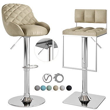 Modern Kitchen Barstool Set 3D model image 1 