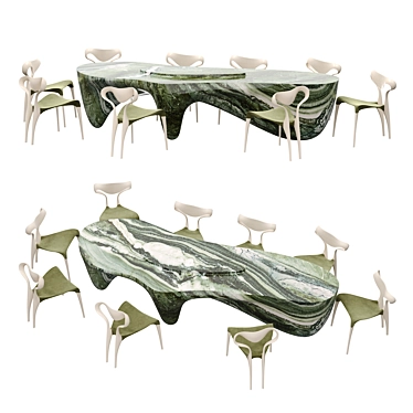 Green Connemara Marble Dining Table 3D model image 1 