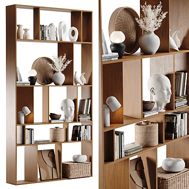 Decorative Shelving Set with Sculptures 3D model image 1 