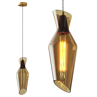Sleek Smoked Glass Loft Pendant 3D model image 1 