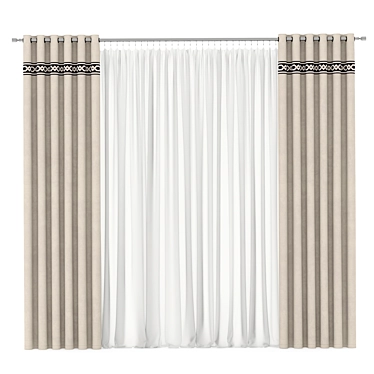  Unique Grey Window Curtain 3D model image 1 