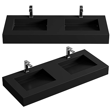 Stone Resin Wall-Hang Sink 3D model image 1 