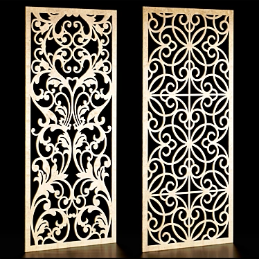 Ornate Carved Panel Set 3D model image 1 