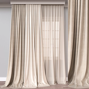 Versatile 3D Curtain Model 3D model image 1 