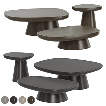 Rustic Stone Coffee Table Set 3D model image 1 