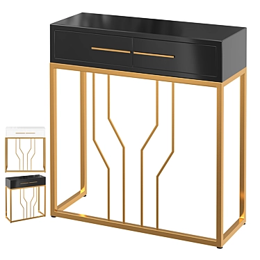 Black Narrow Console Table with Drawers 3D model image 1 