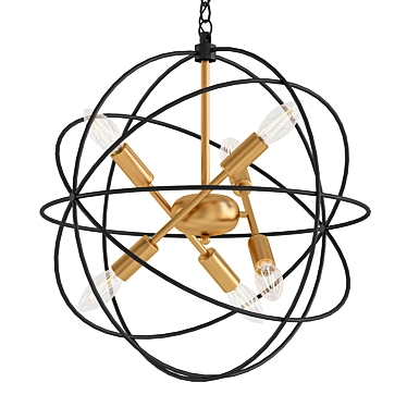 Modern Metal Circle Chandelier Fixture 3D model image 1 