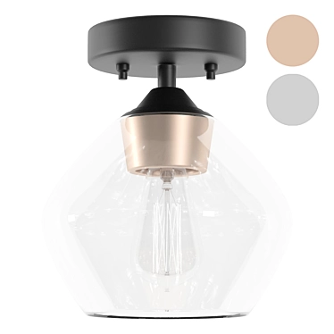 Modern Glass Semi Flush Mount 3D model image 1 