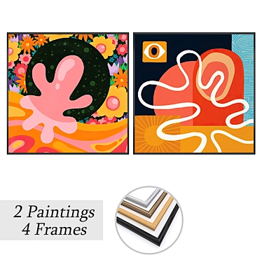 Artwork Set with Multiple Frames 3D model image 1 