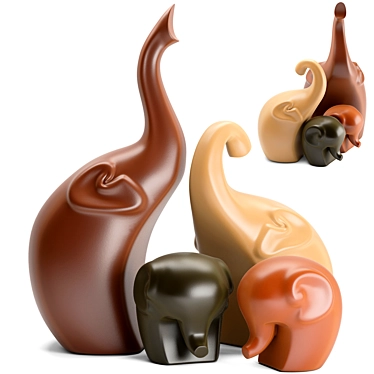 Elegant Elephant Sculptures for Décor 3D model image 1 