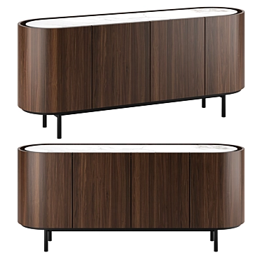 Modern Italian Design Sideboard in Light Oak 3D model image 1 