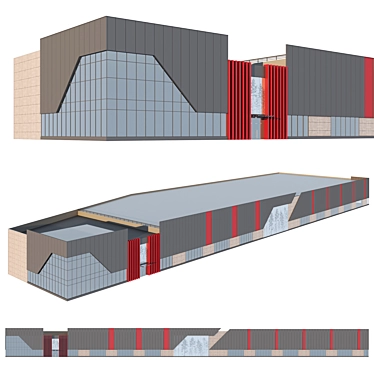 Industrial 3D Model Building Facade 3D model image 1 