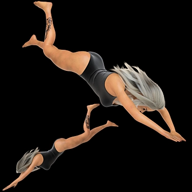 Poolside Diving Girl Figurine 3D model image 1 